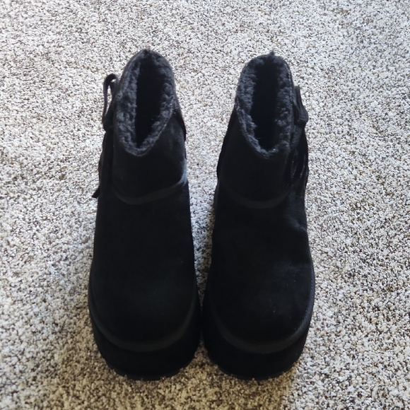 Dolls Kill Black Faux Suede Platform Ankle Boots with Lace-Up Back - Picture 5 of 6